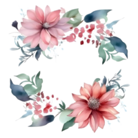 aquarelle floral Cadre avec des roses et verdure. parfait pour de mariée brunch invitations. png transparent Contexte