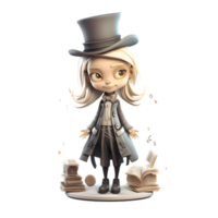 Alluring 3D Fantasy Magician Girl with a Spell Casting Pose PNG Transparent Background