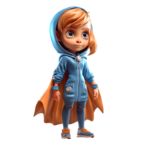 3D Cute Girl fights for justice in her superhero costume PNG Transparent Background