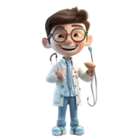 Serious 3D Dentist with Mouth Mirror Ideal for Dental Examination or Diagnosis Concepts PNG Transparent Background