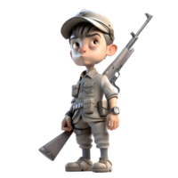 Disciplined and Prepared 3D Army Man in Uniform on White Background PNG Transparent Background