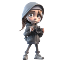 Cute and Crafty 3D Burglar Girl Adorable Character for Storytelling and Play PNG Transparent Background