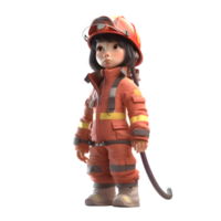 smart och innovativ 3d brandman kvinnor rådig och kreativ modeller för brand förebyggande och säkerhet innovation projekt png transparent bakgrund