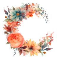 rustikal botanisch Rahmen mit Wildblumen und Laub png transparent Hintergrund