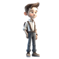 Successful 3D Student boy with bright future on white background PNG Transparent Background