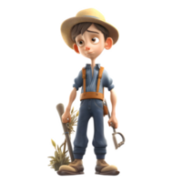 Sustainable 3D Farmer Great for Green Energy or Sustainability Concepts PNG Transparent Background