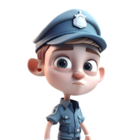 3D Render of Police Man with Badge and Gun on White Background PNG Transparent Background