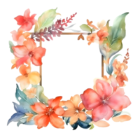 levendig waterverf bloemen krans met stoutmoedig roze en oranje bloemen PNG transparant achtergrond