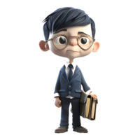 Focused 3D Businessman with Magnifying Glass Perfect for Analysis or Research Themes PNG Transparent Background