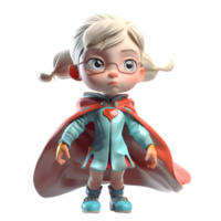 3D Cute Girl as a superhero Protecting the world with her charm PNG Transparent Background