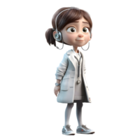 Sweet and Smart 3D Girl Student Character PNG Transparent Background