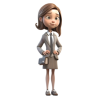 The Scholar 3D Cute Girl Student PNG Transparent Background