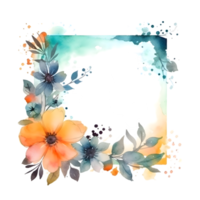 boho stil blommig ram med fjädrar och fjärilar. romantisk inbjudan design. png transparent bakgrund