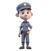 Protector of the Peace 3D Render of Police Man in Uniform on White Background PNG Transparent Background