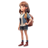 Knowledgeable Cutie 3D Girl Student Character PNG Transparent Background