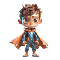 3D Boy in Classic Superhero Costume on White Background PNG Transparent Background