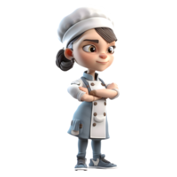 Cute Chef Women with Attitude Confident and Expressive Characters for Culinary Industry Projects PNG Transparent Background