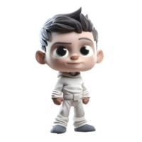 Intrepid 3D Boy in Heroic Outfit on White Background PNG Transparent Background