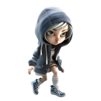 Quirky 3D Burglar Girl Unique and Whimsical Character for Creative Projects PNG Transparent Background