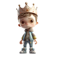 Vibrant 3D Boy King Ideal for Celebratory or Festive Inspired Projects PNG Transparent Background