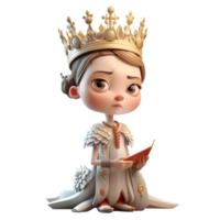 Proud 3D Queen with a Majestic Robe PNG Transparent Background