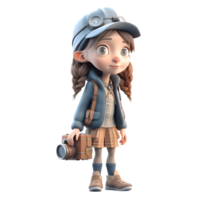 image parfait professionnel 3d mignonne fille photographe dans action png transparent Contexte