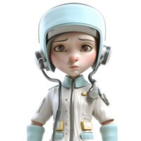Abenteuer wartet mit unser 3d Pilot Mädchen Charakter png transparent Hintergrund