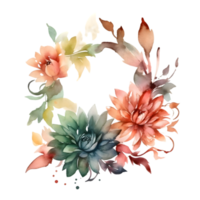 romantisch waterverf bloemen krans met elegant schoonschrift tekst PNG transparant achtergrond