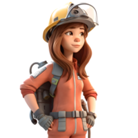 Adventurous and Fearless 3D Firefighter Women Bold and Intrepid Characters for Firefighting Video Games and Animation PNG Transparent Background