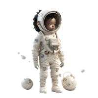 Galactic Girl 3D Cute Astronaut Woman PNG Transparent Background