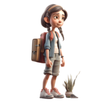 Girl Genius 3D Cute Girl Student PNG Transparent Background