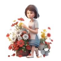 charmant en knus 3d bloemist Dames warm en uitnodigend modellen voor huis decor en tuinieren producten PNG transparant achtergrond