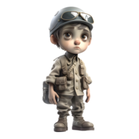 Brave and Resilient 3D Army Man in Uniform on White Background PNG Transparent Background