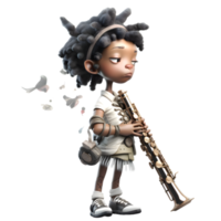 Cute Girl Musician in 3D with Musical Talent PNG Transparent Background