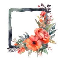 Rustic floral frame with wildflowers and greenery PNG Transparent Background