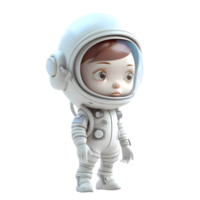 ruimte cadet schattig 3d schattig meisje in astronaut pak PNG transparant achtergrond