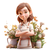inspirerend en motiverend 3d bloemist Dames bemoedigend en empowerment modellen voor bloem kunst en ambacht tutorials PNG transparant achtergrond