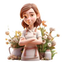 Inspiring and Motivating 3D Florist Women Encouraging and Empowering Models for Flower Art and Craft Tutorials PNG Transparent Background