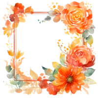 Frühling Garten Rahmen mit Blühen Blumen und Blätter. Hand gezeichnet Aquarell . png transparent Hintergrund