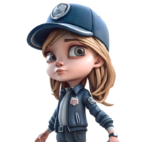 leende 3d poliskvinna modell png transparent bakgrund