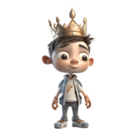 Commanding 3D Boy King Great for Leadership or Strategy Themed Concepts PNG Transparent Background