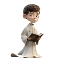 3D Render of a Religious Priest Standing on White Background PNG Transparent Background