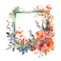 Aquarell Blumen- Rahmen mit erröten Rosa und Pfirsich Blumen. perfekt zum Braut- Dusche Einladungen. png transparent Hintergrund
