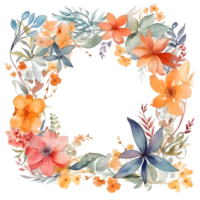 mão desenhado floral fundo com vegetação e flores silvestres. perfeito para temático da natureza projetos. png transparente fundo