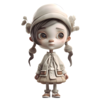 jolie 3d fille avec une joyeux Regardez png transparent Contexte