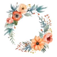 elegant Einladung mit Aquarell Blumen- Rahmen und Kalligraphie Text. png transparent Hintergrund