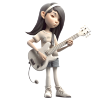 3D Musician Girl Spreading Her Musical Joy PNG Transparent Background