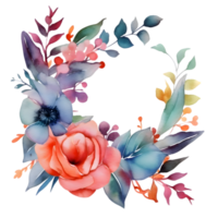 aguarela floral quadro, Armação com rosas e vegetação. perfeito para nupcial Escovar convites. png transparente fundo