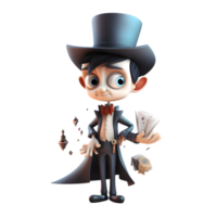 Artistic 3D Boy Magician with Magic Paintbrush Great for Creative or Art Themed s PNG Transparent Background