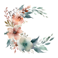 rustikal botanisch Rahmen mit Wildblumen und Laub png transparent Hintergrund